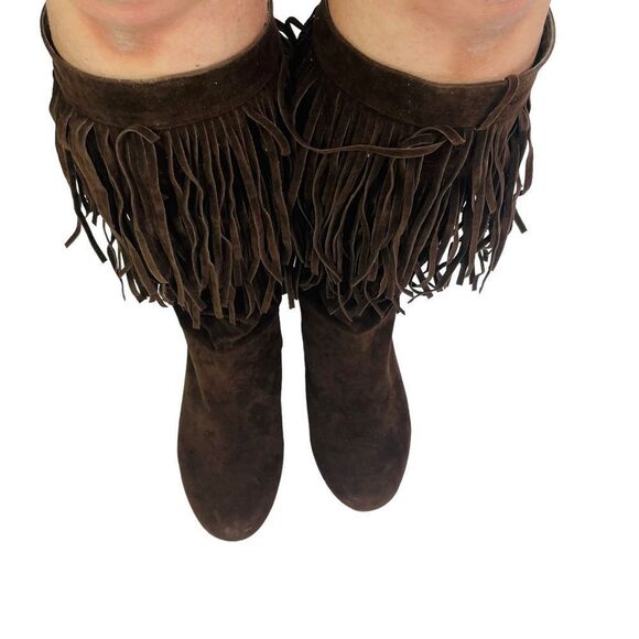 Reneeze Brown Fringe Mocassin Boots - Size 7 - Picture 1 of 9